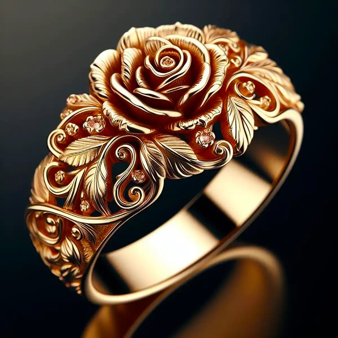 Ring – guldfarvet blomstret