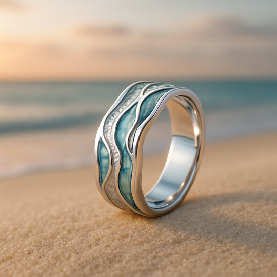 Ring – Ondes Turquoises i sølv