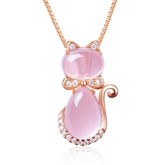 Rosa Katzenanhänger mit Zirkonia