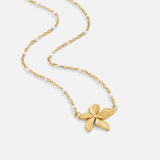 Halskæde – elegant med blomst i guld
