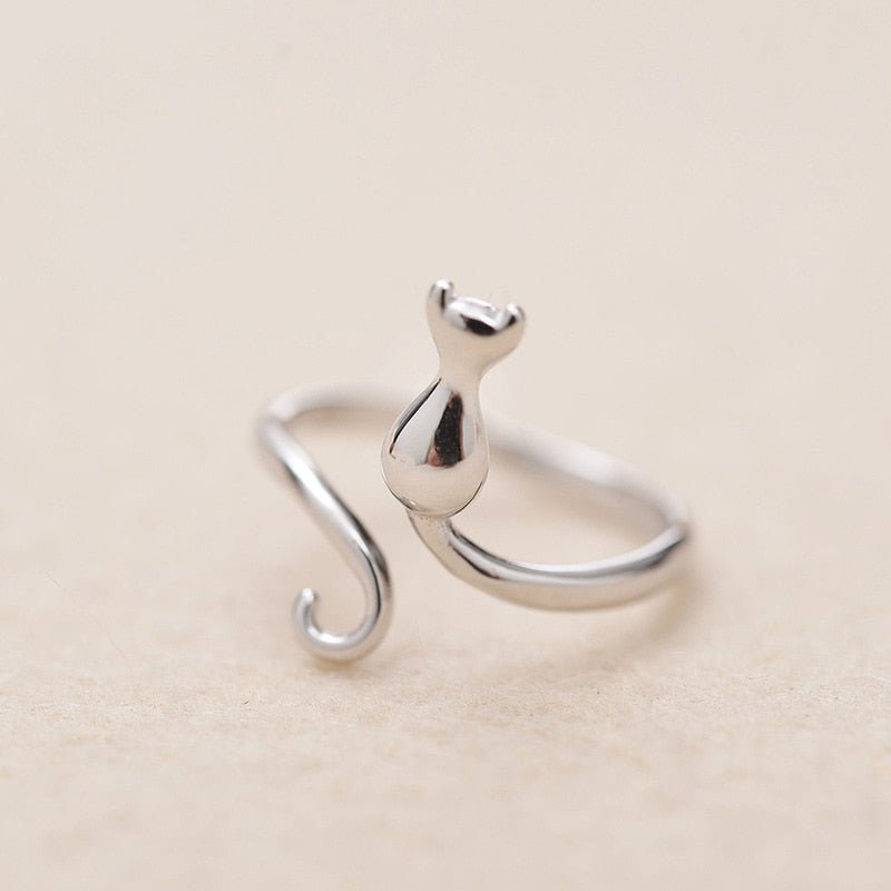 Süßer Ring mit Katze aus Edelstahl