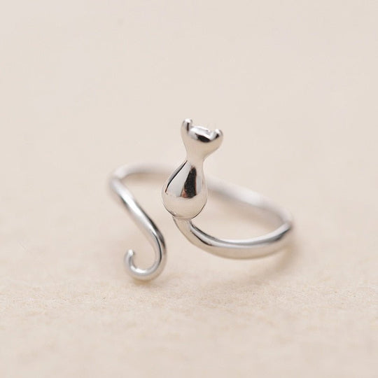 Süßer Ring mit Katze aus Edelstahl