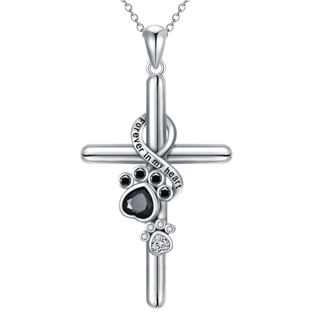 Silberkette mit Kreuz und Pfotenabdruck